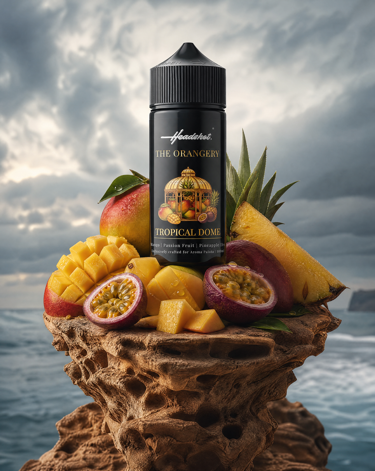 TROPICAL DOME Orange Mango Maracuja Ananas Ice Aroma von HEADSHOT, Anwendung und Stimmungsbild